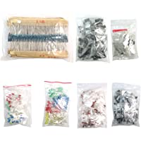 DollaTek Componentes electrónicos (Total 1390 PCS) - Diodos LED- 30 resistencias de valores- Condensador electrolítico…